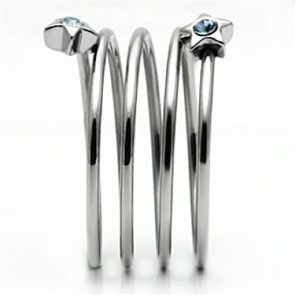 Stainless steel wrap around crystal Blue Rhinestone Star ring Sizes 5,11 - Picture 5 of 6
